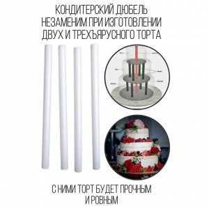 Набор палочек-дюбелей для кондитерских изделий Доляна, 8 шт, d=1 см, 30 см