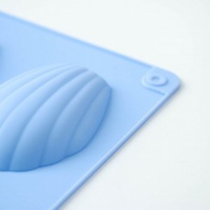 Форма силиконовая для выпечки Доляна «Ракушка», 29,5?17 см, 9 ячеек (6,7?4,5?1,3 см), цвет голубой