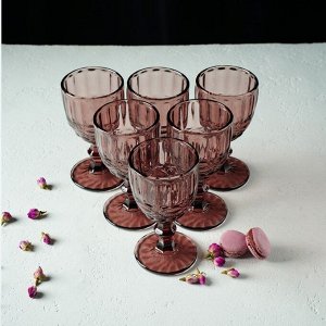 Набор бокалов стеклянных Magistro «Ла-Манш», 250 мл, 9?17 см, 6 шт, цвет розовый