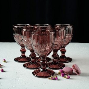 Набор бокалов стеклянных Magistro «Ла-Манш», 250 мл, 9?17 см, 6 шт, цвет розовый