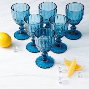 Набор бокалов стеклянных Magistro «Ла-Манш», 250 мл, 9?17 см, 6 шт, цвет синий