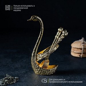 Набор ложек на подставке Magistro «Золотой лебедь», 7,5?5?14 см, цвет золотой