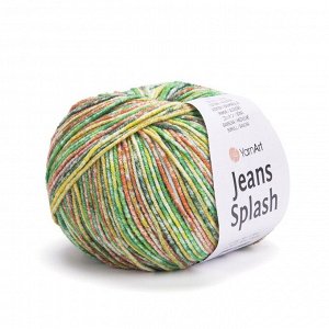 Пряжа YarnArt Jeans Splash №940 зеленый/оранжевый/желтый