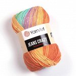 Пряжа YarnArt Jeans Crazy 55% хлопок/45% полиакрил, 50г/160м №8202 желтый/оранжевый/голубой