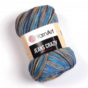 Пряжа YarnArt Jeans Crazy 55% хлопок/45% полиакрил, 50г/160м №7202 коричневый/синий/беж