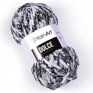 Пряжа YarnArt Dolce цвет №801 черный/серый/белый