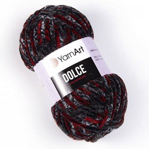 Пряжа YarnArt Dolce цвет №806 черный/серый/красный