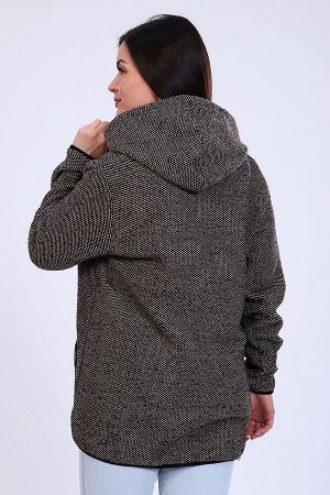 Жакет Варианты расцветки: коричневый/черный
Ткань: кашемир, Состав: 70% акрил; 30% шерсть
Жакет женский на молнии с капюшоном и карманами. На карманах модный принт.Теплый и удобный.

Таблица размеро