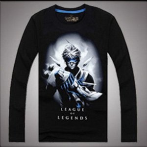3D светящаяся футболка "Лига легенд" черная с длинным рукавом