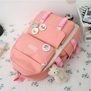 Набор сумок 2023 для девочки 4 в 1 - рюкзак, шоппер, сумочка, пенал (розовый)