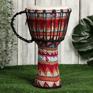 Барабан Джембе Красный орнамент, 38 х 21 см