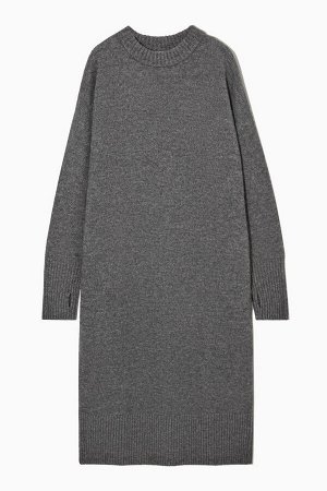Платье-свитер большого размера из альпаки микс металлированный антрацитовый серый