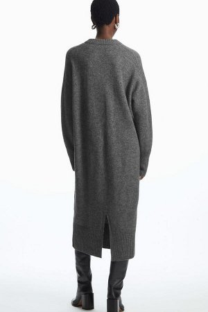 Платье-свитер большого размера из альпаки микс металлированный антрацитовый серый