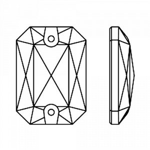 Стразы пришивные прямоугольник Crystal AB 14x20 мм