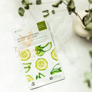 Маска для лица тканевая успокаивающая "Алоэ Вера и Огурец" Baby Bright / Baby Bright Cucumber & Aloe Vera Essence Mask Sheet