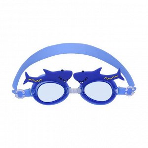 Детские очки для плавания, принт "акула", цвет синий