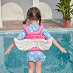 Детский надувной жилет для плавания, с крыльями, цвет розовый