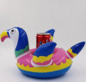 Надувной держатель для напитков, "попугай", цвет синий/розовый