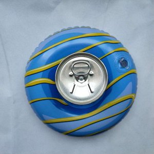 Надувной держатель для напитков, "пончик", цвет синий