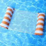 Надувной гамак-матрас для купания, принт &quot;полоски&quot;, цвет оранжевый/белый