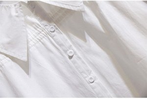 Женская рубашка со сборками на рукавах, цвет белый