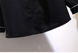Женская блузка на пуговицах с бантом, цвет черный