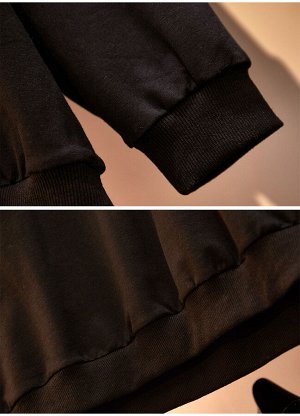 Женский костюм (худи + штаны, цвет черный/белый)
