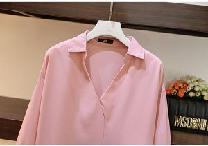 Женская блузка с V-образным горлом, цвет розовый