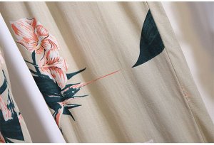 Женский костюм (блуза + штаны, цвет бежевый, с принтом)
