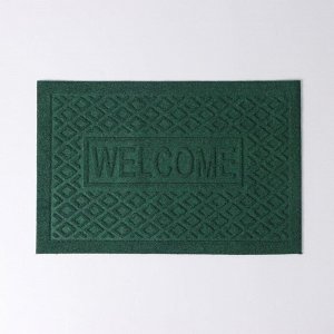 Коврик влаговпитывающий придверный без окантовки Доляна «Welcome. Ромбы», 38х58 см, цвет МИКС