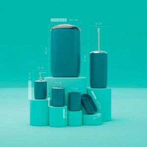 Набор аксессуаров для ванной комнаты «Тринити», 6 предметов (мыльница, дозатор для мыла, два стакана, ёрш, ведро), цвет голубой