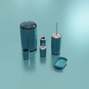 Набор аксессуаров для ванной комнаты «Тринити», 6 предметов (мыльница, дозатор для мыла, два стакана, ёрш, ведро), цвет голубой