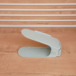 Подставка для хранения обуви регулируемая, 26x10x6 см, серо-голубая