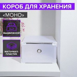 Коробка для хранения обуви выдвижная Доляна Large size, 22x34x13 см, белая