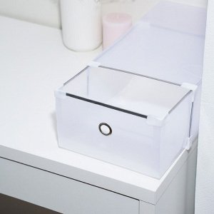 Коробка для хранения обуви выдвижная Доляна Large size, 22x34x13 см, цвет белый