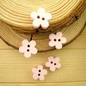 Пуговицы цветочки (5шт) деревянные