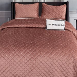 Viva home textile Велюровое покрывало ромб 240*260 и две наволочки 50-70