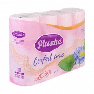 Туалетная бумага, Plushe, 3 слоя, 12 рулонов
