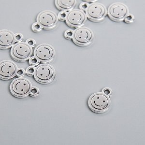 Декор для творчества металл "Смайл" серебро 1,2х0,9 см