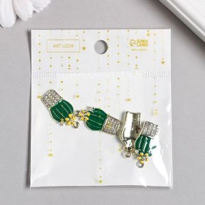 Декор для творчества металл, эмаль, стразы «Кактус в горшке», 1.3x2.6 см
