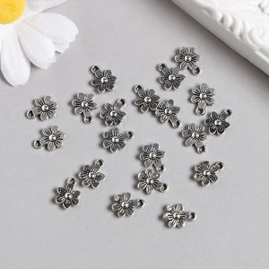 Декор для творчества металл "Маленький цветочек" серебро 1,2х0,9 см