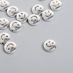 Бусина для творчества металл &quot;Смайл&quot; серебро 0,4х1х1 см