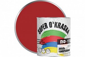 Эмаль ПФ-115 SUPER OKRASKA, красный 0,9 кг