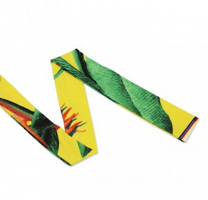 Женский сарафан, на бретельках, с разрезом, с поясом, принт " Растения/цветы", цвет желтый/зеленый
