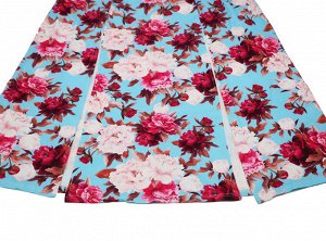 Женское летнее длинное платье с разрезом, с бретелей вокруг шеи, с открытой спиной, принт "Цветы", цвет голубой/розовый