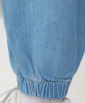 Комбинезон джинсовый с коротким рукавом голубой
