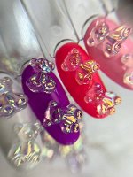Объёмный дизайн CRAZY SHINE NAILS Мишки фиолетовые 8*10мм 10шт №7207