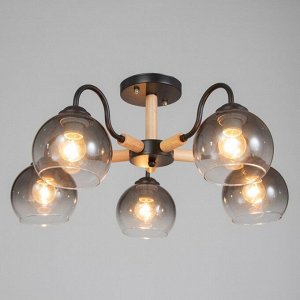 Люстра 1088/5BK 40Вт Е27 черный-светлое дерево 56х56х28 см BayerLux