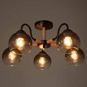 Люстра 1088/5BK 40Вт Е27 черный-светлое дерево 56х56х28 см BayerLux