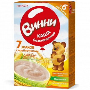 Каша БЕЗмол. Винни 7 злаков с пребиот. от 6м. 200 г к/к (1*12) (#10) Россия (шк 4916)VV